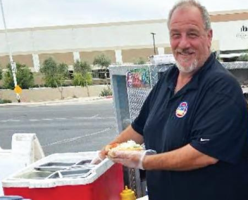 Food Cart Back Serving up Chicago Hot Dogs